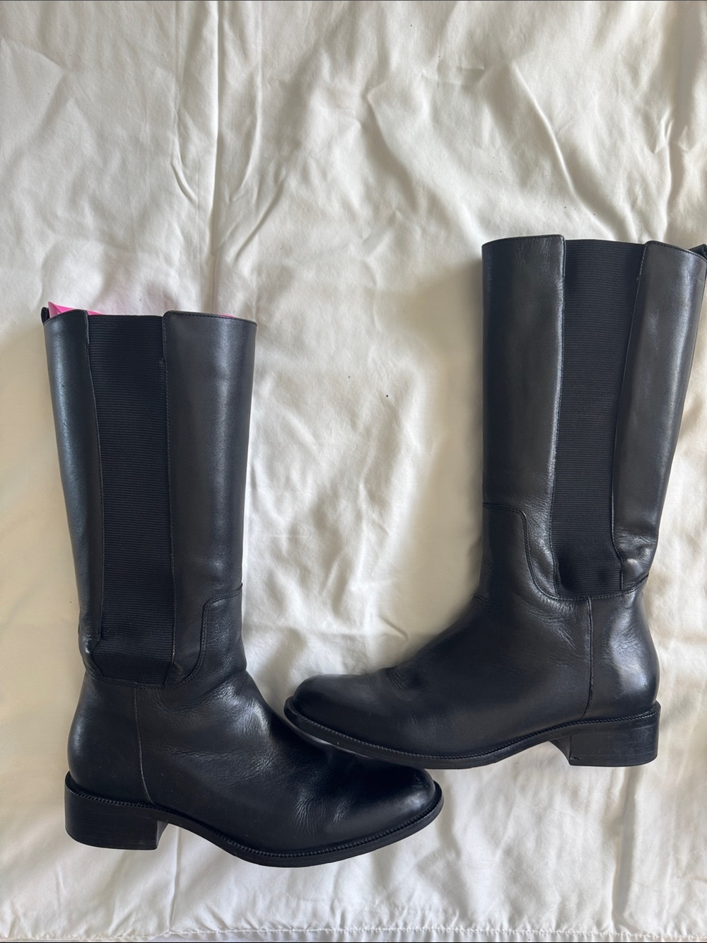 Black Leather Knee-High Riding Boots
